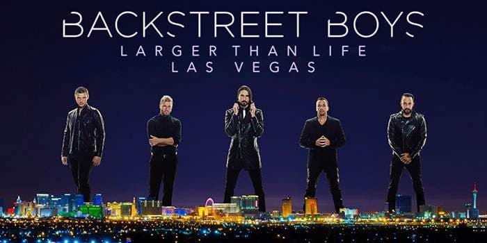 The Backstreet Boys pose for their Larger Than Life Las Vegas residency
