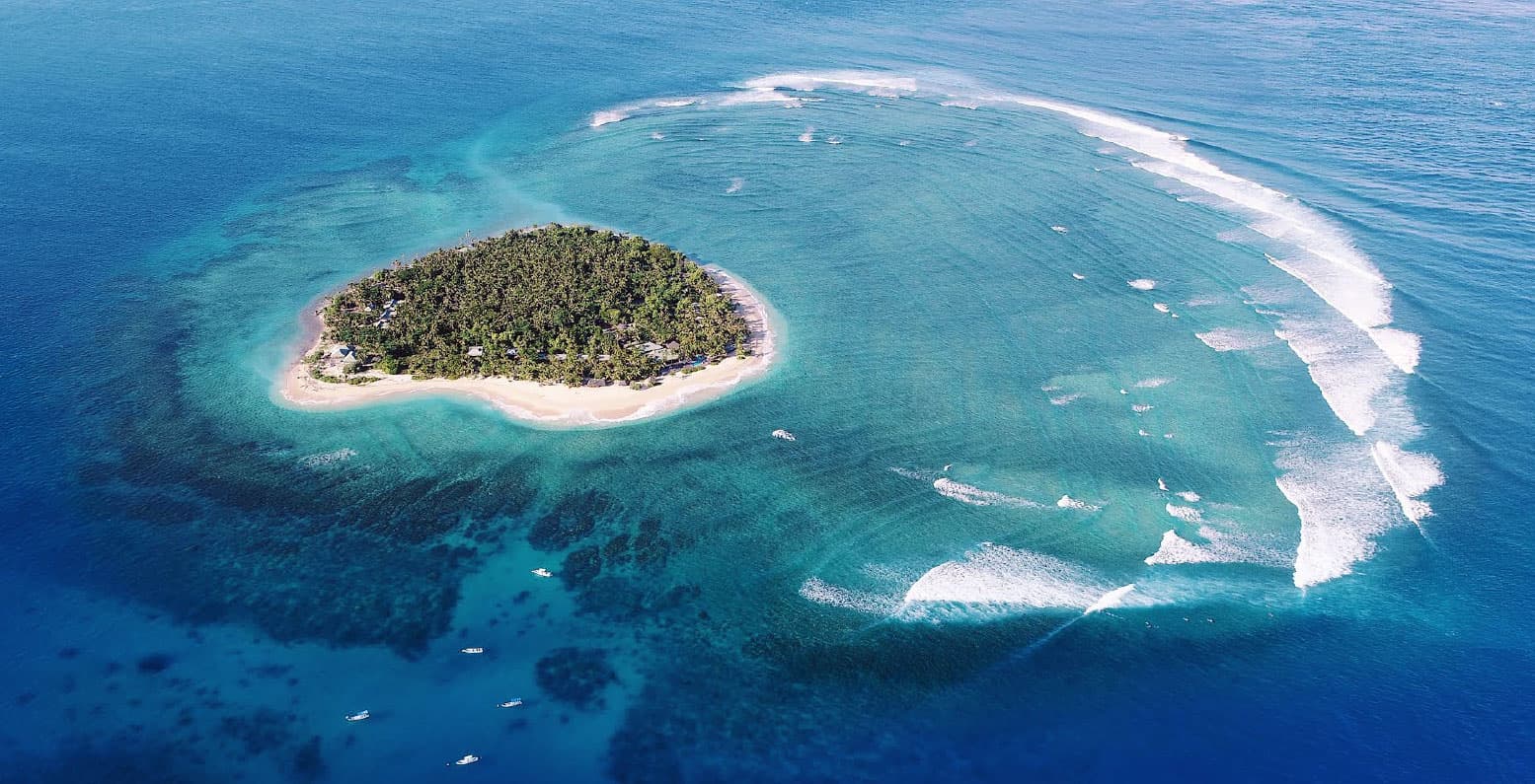Aerial view of Tavarua Island, Fiji